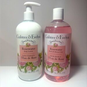 Crabtree & Evelyn Rosewater Bath & Shower Gel + Body Lotion 16.9 Fl Oz